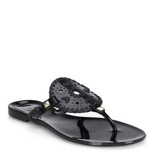 JACK ROGERS 7 black jelly sandals flip flops with studs whipstitch vacation